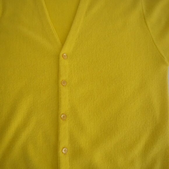 Vtg '90S Jockey Trophy Yellow Wool Blend Fine Knit Button Up Cardigan Sweater L - Picture 6 of 9